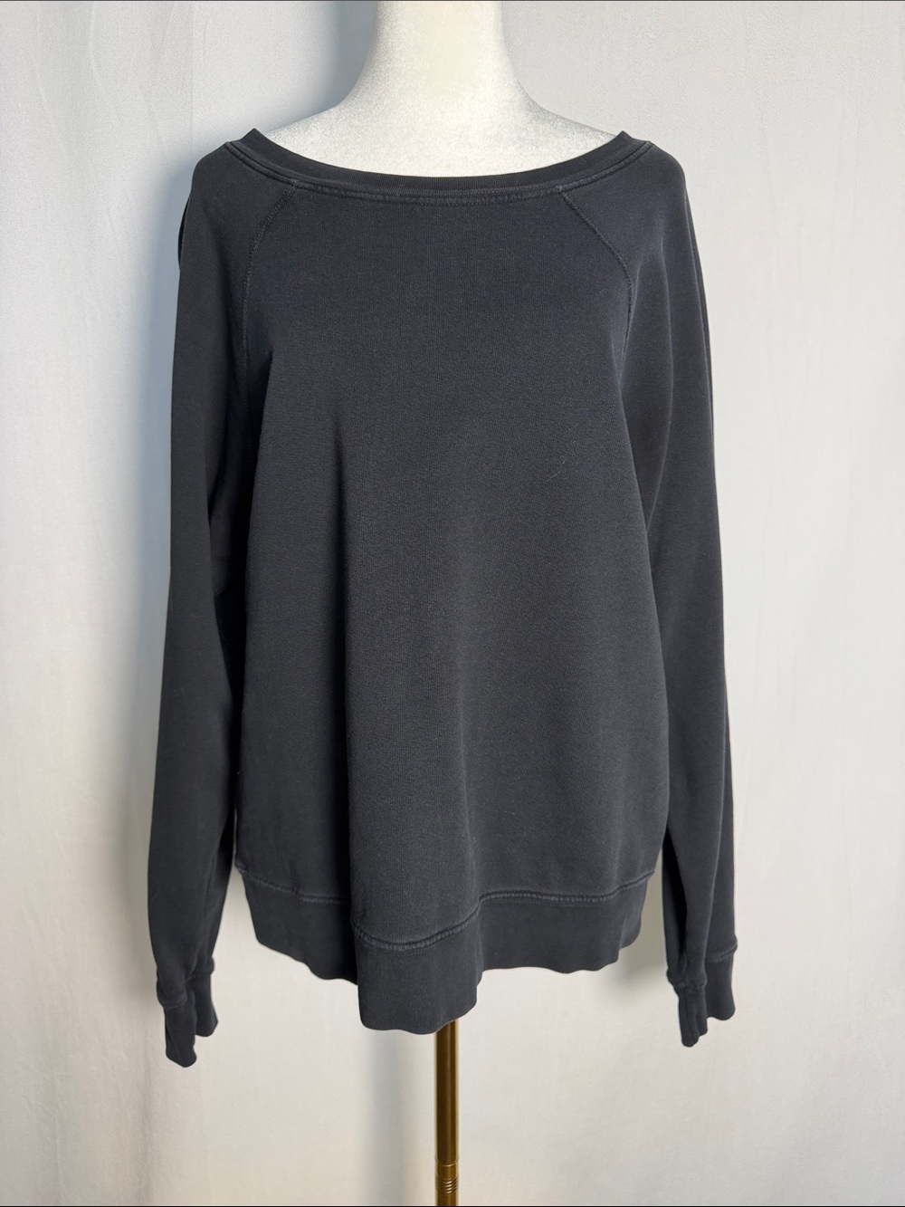 MATE the Label Organic Cotton Pullover Sweatshirt Size S Faded Black Relaxed Fit
